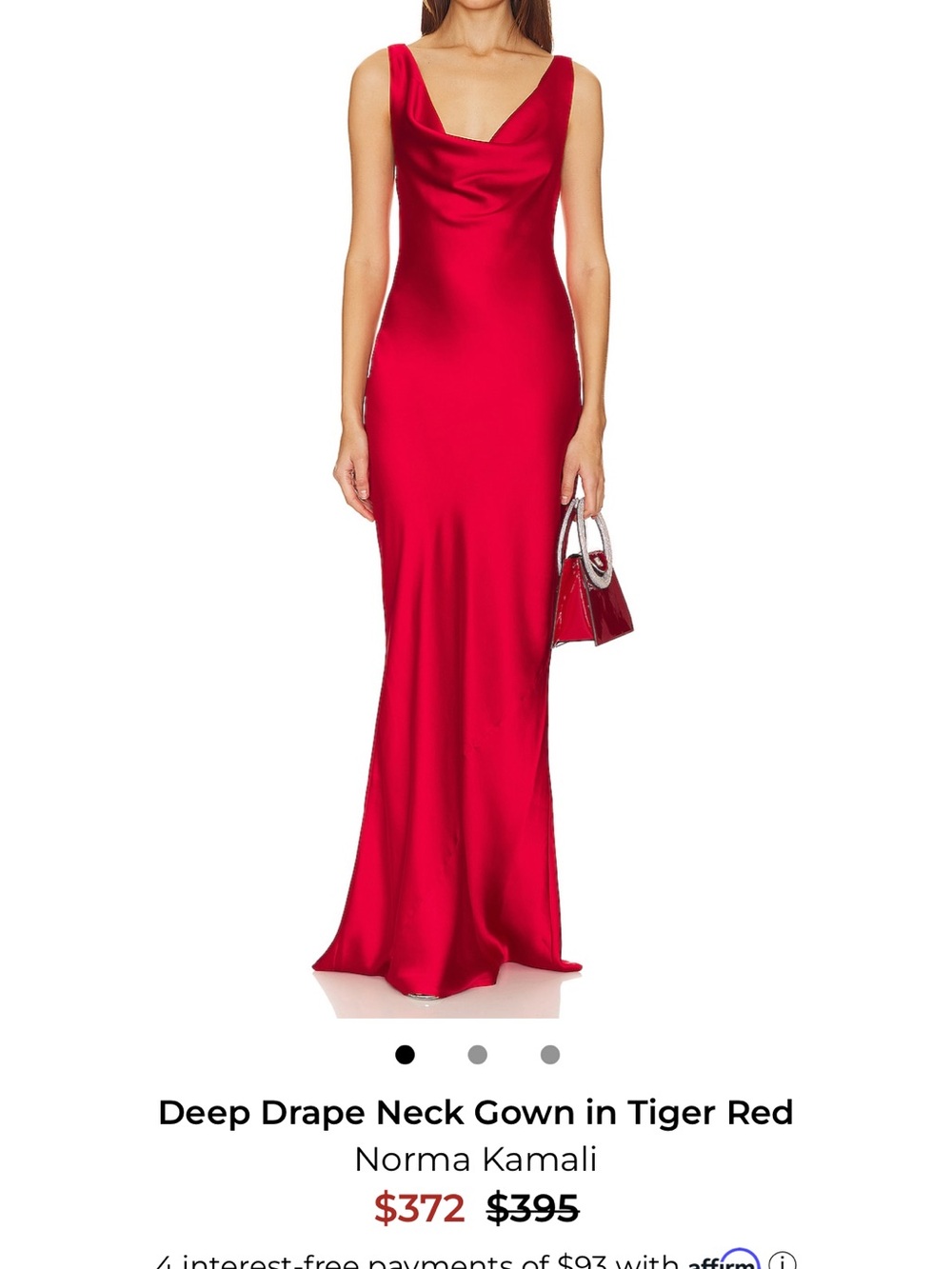 Norma Kamali Satin Draped Maxi Gown in Red